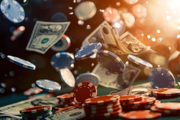 Baccarat table with Player and Banker cards displayed